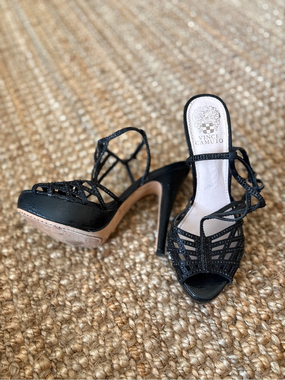 Vince Camuto Black Strappy Platform High Heels